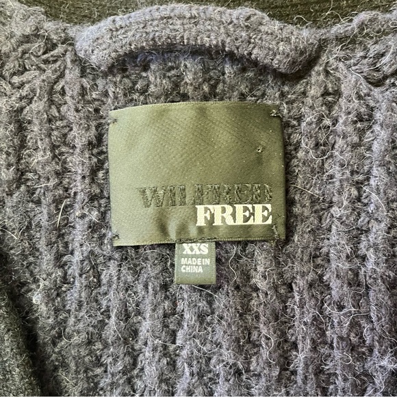 Wilfred Free Navy & Black Wool Chunky Knit Full Zipper Cardigan - Picture 4 of 9